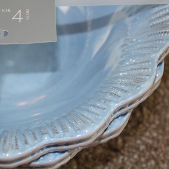 Soho Loft Melamine Bowls 8" Cereal Soup Light Blue Scalloped Edge Set of 4 NWT - Picture 4 of 6